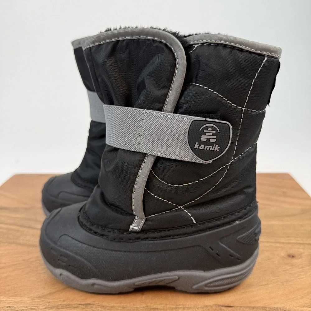 New Little Kids Kamik Snowbug 5 Black Lined Comfort Warm Snow Boot Size 10 C NIB